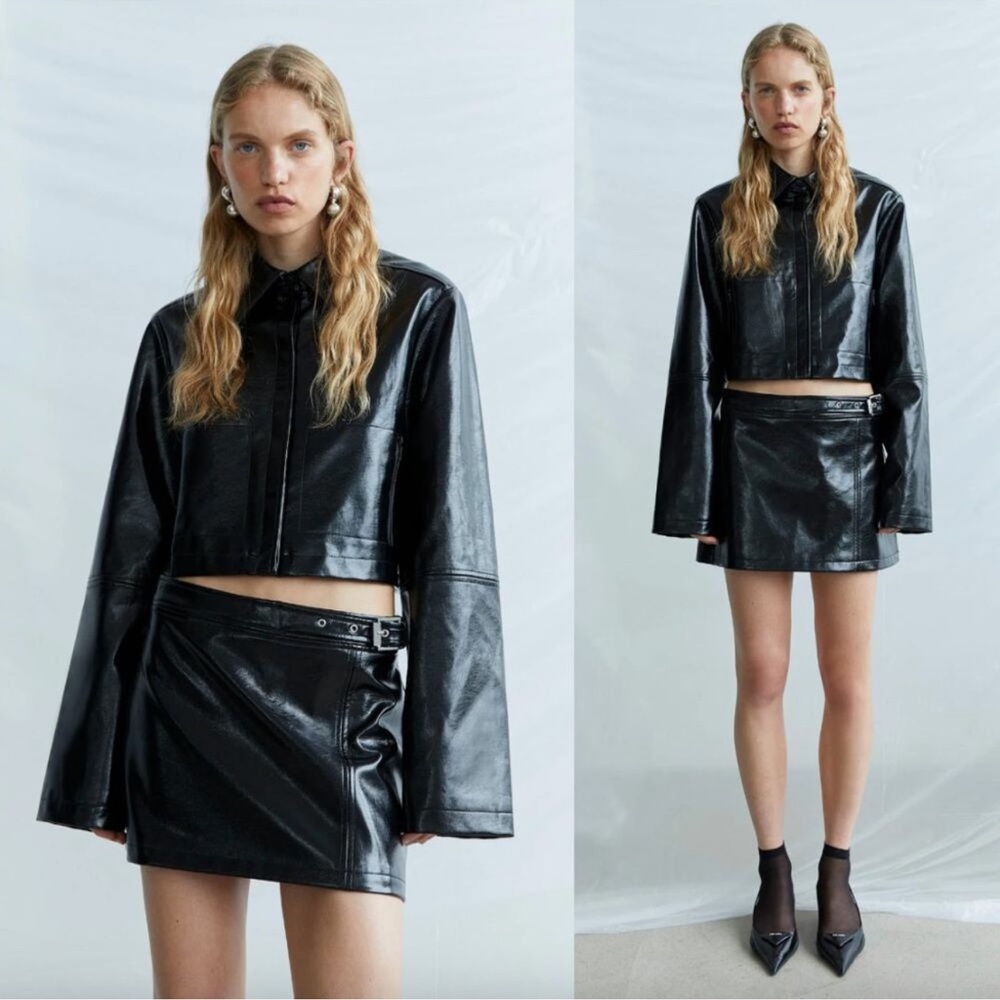 SIR The Label Midnight Crop Patent Leather Jacket - NWT!